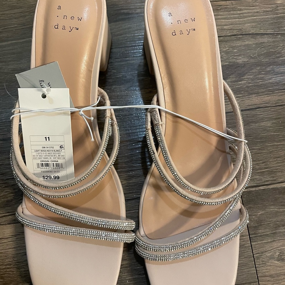 A New Day Silver Beaded Heels - NWT